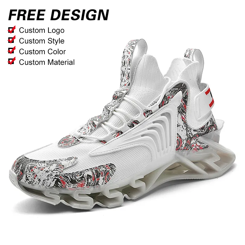 2025 New Men's Fashion Shoes Running Sports Shock Absorption Trend Students Heighten Large Size Blade Sneakers Spring