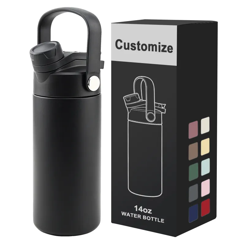 BPA Free 14oz Kids Water Bottle Insulated Stainless Steel Vacuum Flask for School Children Birthday Gift Custom Logo Bulk