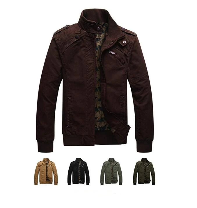 Factory Men's Casual Long Sleeve Full Zip Fashion Outdoor Cargo Jacket Plus Size Jackets
