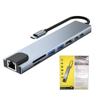 Multi-functional 8 in 1 Usb 3.1 Type c Hub Adapter for MacBook Pro Laptop Expansion Dock Computer Accessories
