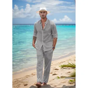 Wholesale Male Fashion Long Sleeve Jogger Suits Casual Clothing Tracksuit Custom Print Pattern Outfit 2 Pieces Sets Men's Shirts