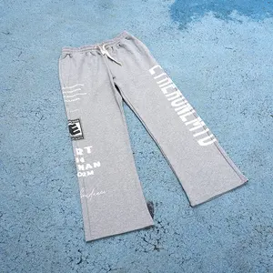 Manufacturers for Pants Y2k Clothing Men Fashion Graphic 400 Gsm French Terry Grey Oversized Sweatpants