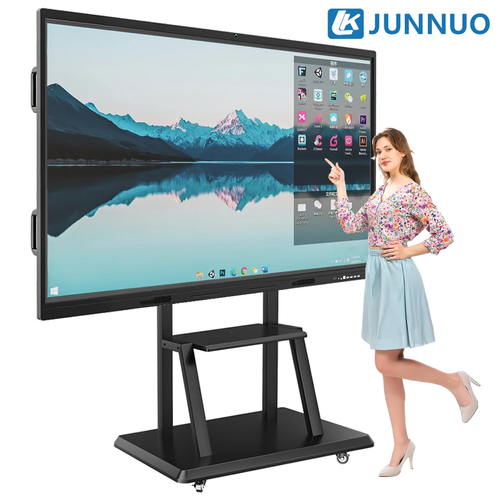 55 65 75 86 100 Inch Pen Finger Touch Interactive Flat Panel 4k Lcd Floor Stand Interactive Smart Boards for Schools Teaching