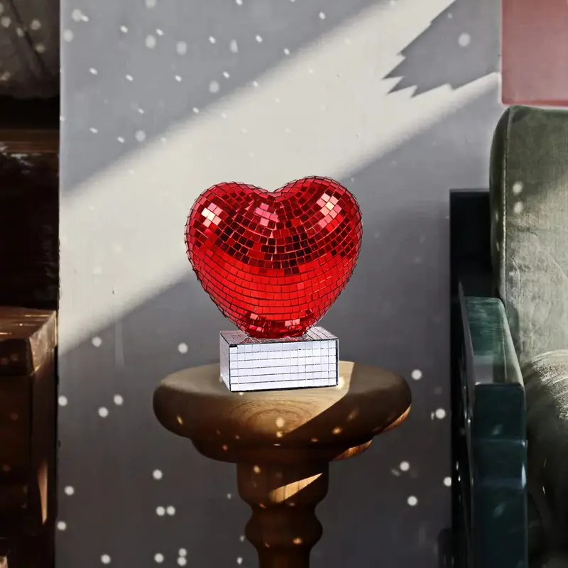 Customized Color Mirrored Glass Pink Red Heart Shape Durable Eco-friendly Indoor Wedding Valentine's Birthday Party Decoration