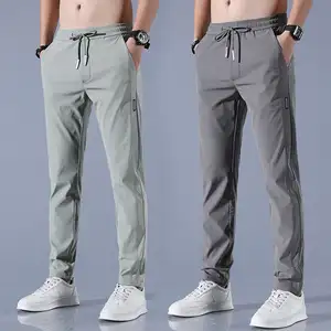 Breathable Quick Dry Fashion Ice Silk Casual Pants Men Summer Thin Loose Straight Tube Sweatpantsencil Pants