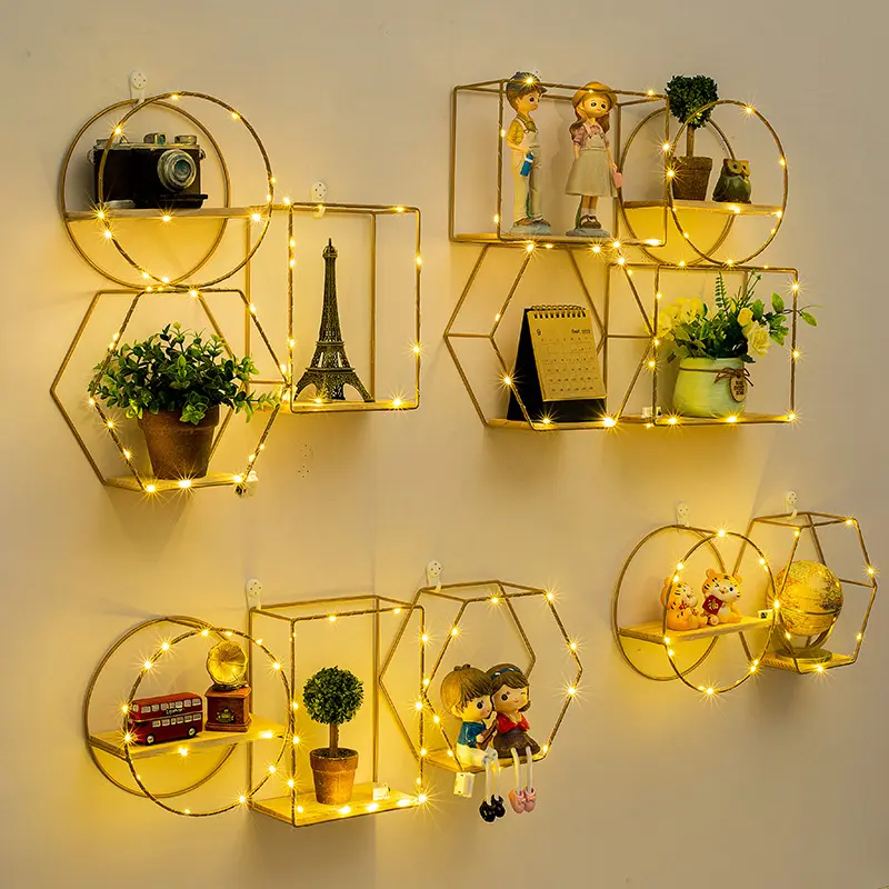 Hot Punch-free Wall Iron Decorative Flower Stand Flower Pot Decoration Storage Rack Suitable for Bedroom Living Room Shelf