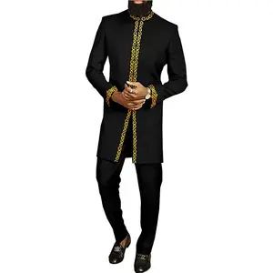 African Ethnic Style Men's High Quality Embroidery 2 Piece Wedding Party Suit Clothing Sehe Fashion