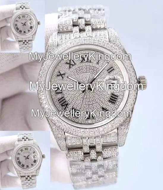 Luxury VVS Mossanite Limited Edition Direct Sales Hip-Hop Stainless Steel Band Watch with Glass Dial Window Charm Type