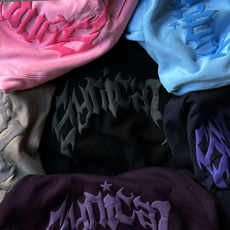 Wholesale Custom Oversized Vintage Puff Print Graphic Fleece Pullover Hoodies French Terry Streetwear Heavyweight Hoodie for Men