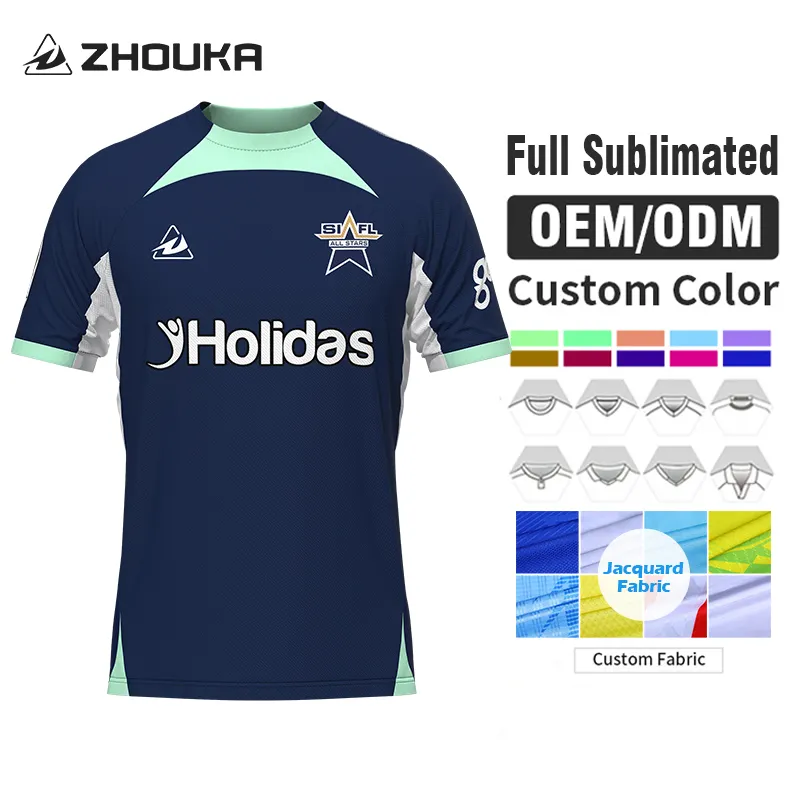 High Quality Jacquard Polyester Men Soccer Jersey Shirt OEM Custom Sublimation Breathable Football Jersey Team Uniform for Match