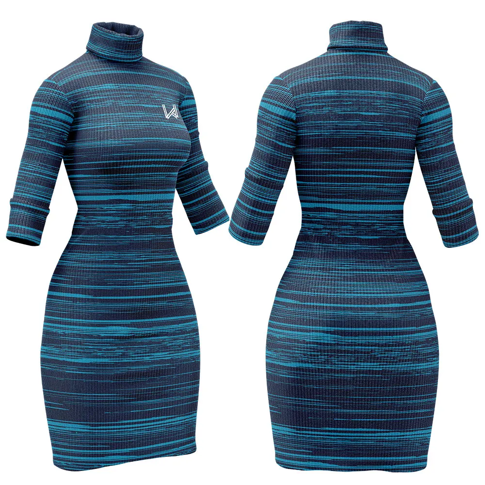 Women's 2026 Fashion Woolen Sweater Long Dress Winter Models Long Sleeve Simple Natural Waist Solid Color Knitted Elegant Dress