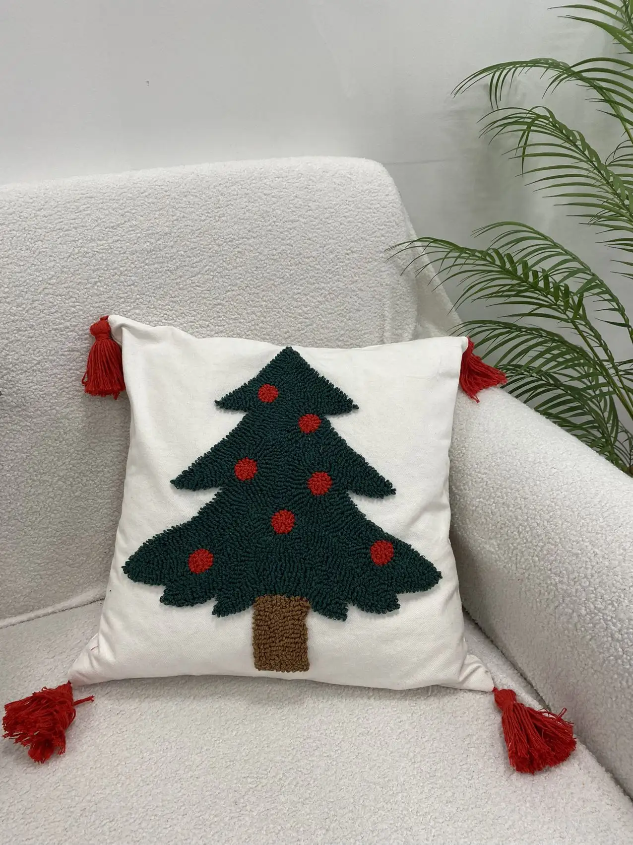 New Custom Tree Snowman Gnome Snowflake Christmas Shape Hooked Pillow