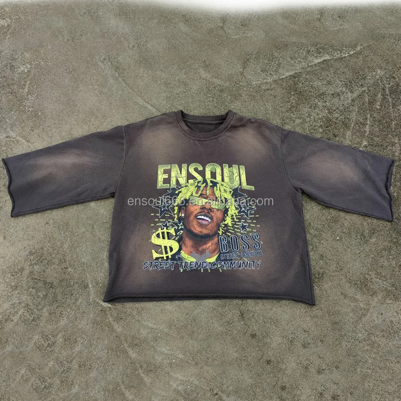 Tshirts Manufacturer Brand Logo Bulk Custom Spring Streetwear T-shirts Cotton Acid Wash Monkey Wash Digital Print Men's T-shirt