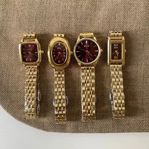 IEKE Watches Luxury Ankola Red Steel Watch for Women Fashionable Medieval Design Vintage Quartz Watch