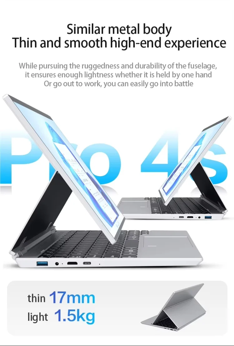 New 4-in-1 Laptop Tablet 14" Touch Screen Intel N95 Quad Core 16GB RAM 512GB SSD Windows 11 High-Performance 1920x1200 English