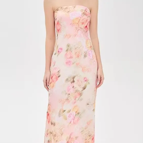 Custom Boutiques Clothes Women's Dress Casual Sleeveless off Shoulder Elegant Maxi Bodycon Floral Print Summer Party Dress