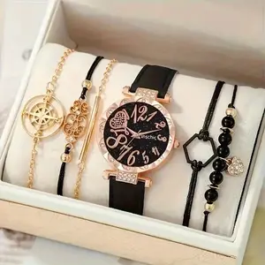 Hot Selling Luxury Quartz Watch for Men Women New Style Fresh No Waterproof Alloy Case Alloy Glass Dial Charm Jewelry Set