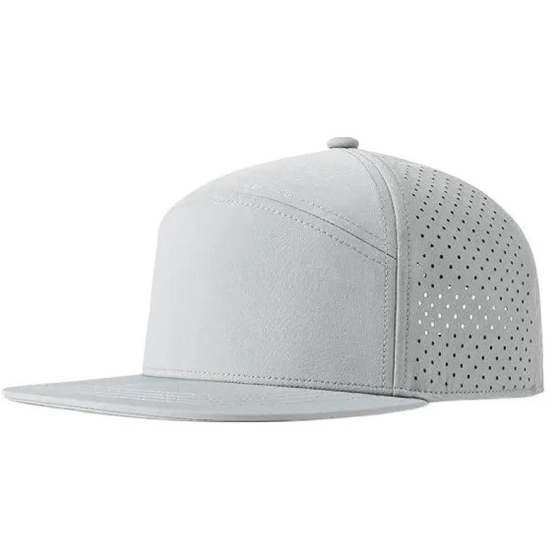 Custom 6 Panel 3D Embroidery Rubber Patch Logo Gorras Baseball Cap Waterproof Laser Cut Hole Sports Golf Perforated Snapback Hat