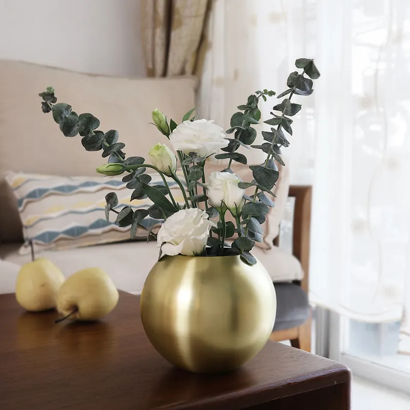 Modern Luxury Stainless Steel Decorative Flower Vase Tabletop Vase for Home Decoration
