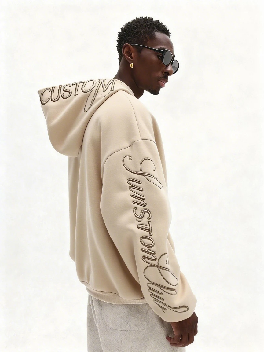 LTD-H1015 Source Manufacturer Custom Artistic Font 3D Embroidered Premium Oversized Hoodies Women's Men's Hoodies