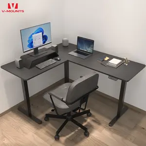 V-mounts Ergonomic Electric Standing Desk For Office With L-shaped Wide Desktop Design JSD6-01-L