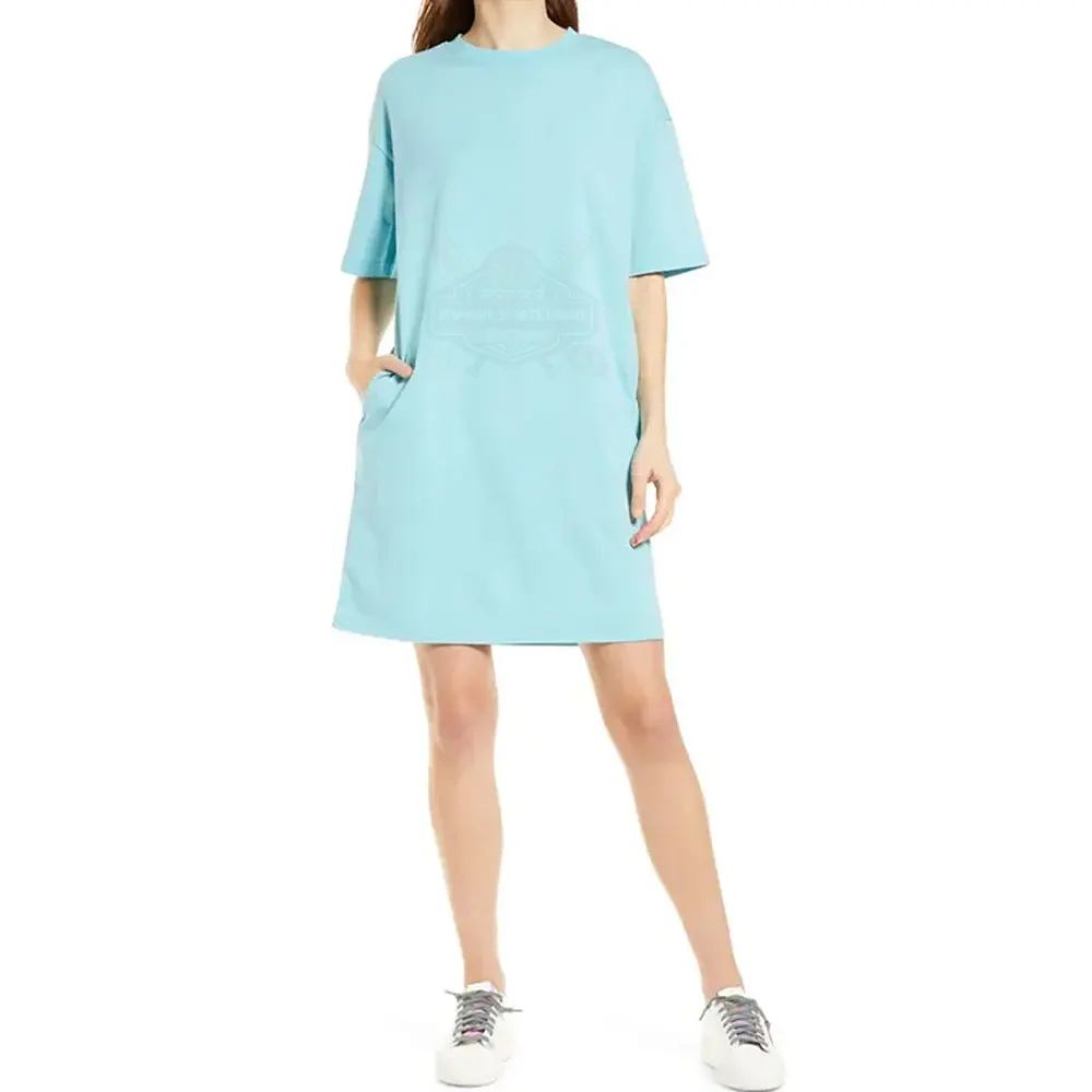 Women's Wholesale Price Latest Hot Styles High Quality Ladies T-Shirt Dress Natural Waist 100% Cotton Summer Short Sleeve