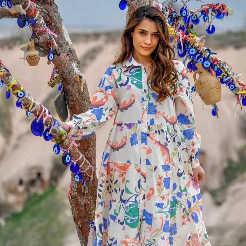 Floral Linen Dress Multicolor Midi Dress Long Sleeve Maxi Bodycon Back Designer Women Clothing Knitted Sweater Dress