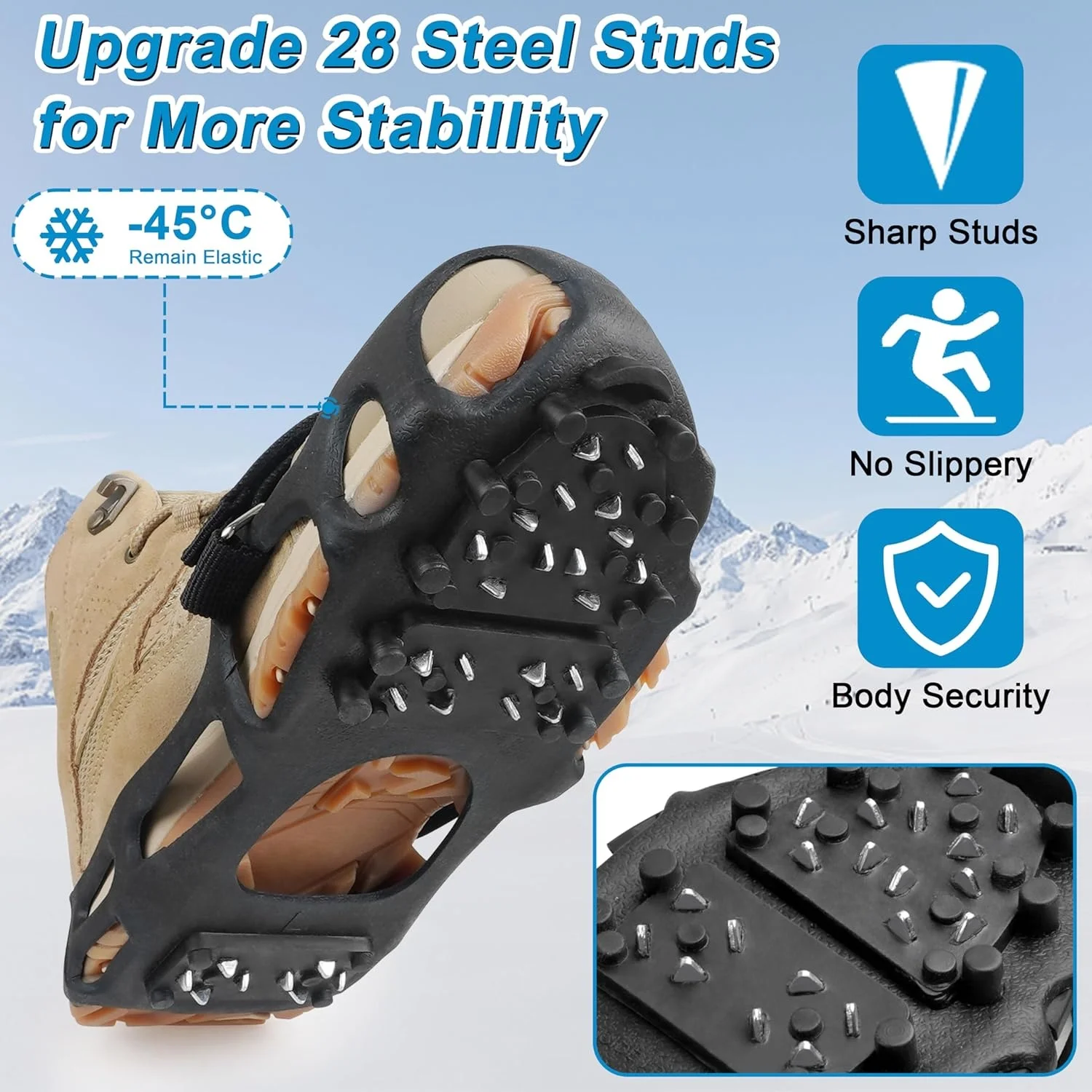 Winter Accessory Non-Slip Ice Snow Traction Cleats for Jogging and Hiking Camping & Hiking Products