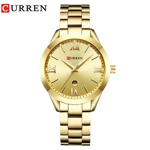 Jewelry Gifts for Women's Luxury Gold Steel Quartz Watch Curren Brand Women Watches Fashion Ladies Clock Relogio Feminino 9007