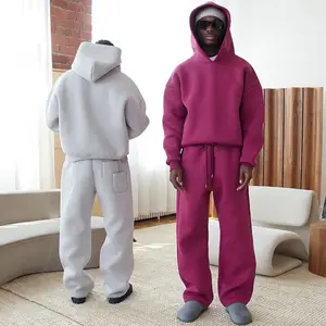Custom 600gsm Baggy Jogger And Hoodie Track Suit Oversized Unisex Sweatpants Set Fleece Cotton Tracksuit Men Custom Sweatsuit