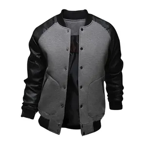 Hot sale Fashion New Men's Bomber Jacket With Large Pockets and Leather Sleeves Men's Baseball Jacket