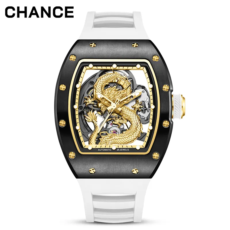 CHANCE JC-9-190G-15 Chinese Dragon Mechanical Watches Tourbillon Automatic Watch Luxury Hollow Dial Men Watch