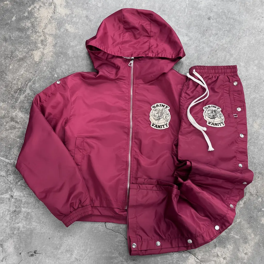 Custom Clothing Windbreaker Jacket and Nylon Track Pants Detachable Zip up Nylon Sweatsuit Set Men Windbreaker Tracksuit