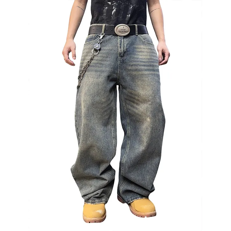 High Quality American Homme Black Loose Fit Denim Pantalon Man Buggy Denim Pants Sale Homme Baggy Jeans Plus Size Men's Jeans