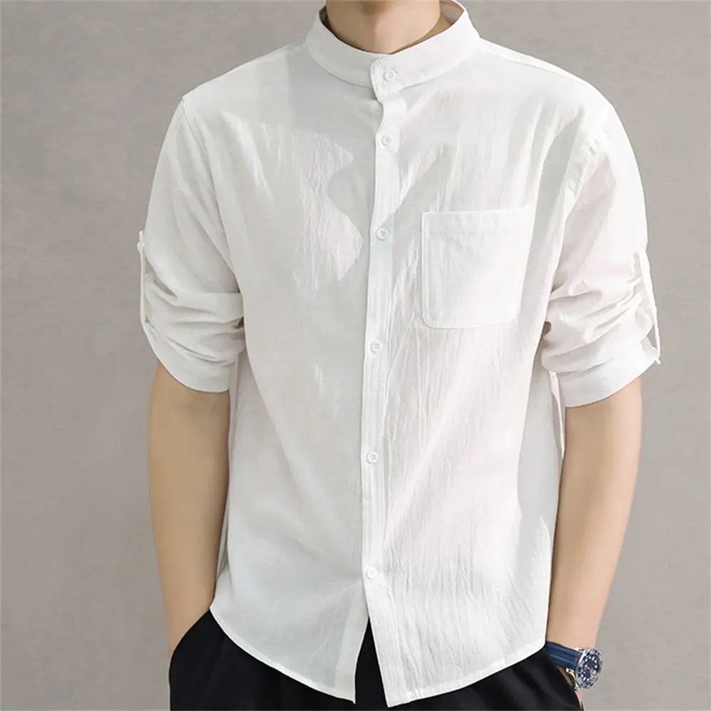 Wholesale Washed Linen Shirt Men 100% Long Sleeve Fashion Men Casual Shirts