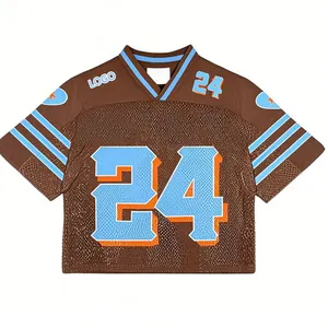 Custom Logo Printing Summer Sports Clothing Supplier V-Neck Mesh Breathable Top Fashion Jersey T-Shirts for Men