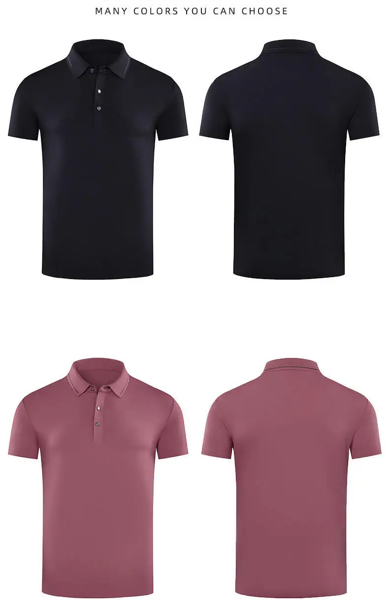 Spring Autumn Business Men's Jersey for Shirt Short Sleeve Quick Dry Solid Color Spandex/Nylon Back Neck Logo ODM Heat-Transfer