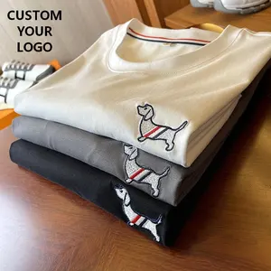 OEM Men Custom Embroidery T Shirts Printing Cotton Tshirt High Quality 3D Embroidered T-shirt