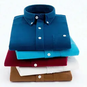 M-5XL Men's New Fashion Home Corduroy Clothing Tops Solid Color Long Sleeve for POLO Shirt Lapel Button Anti-Wrinkle Autumn Casu