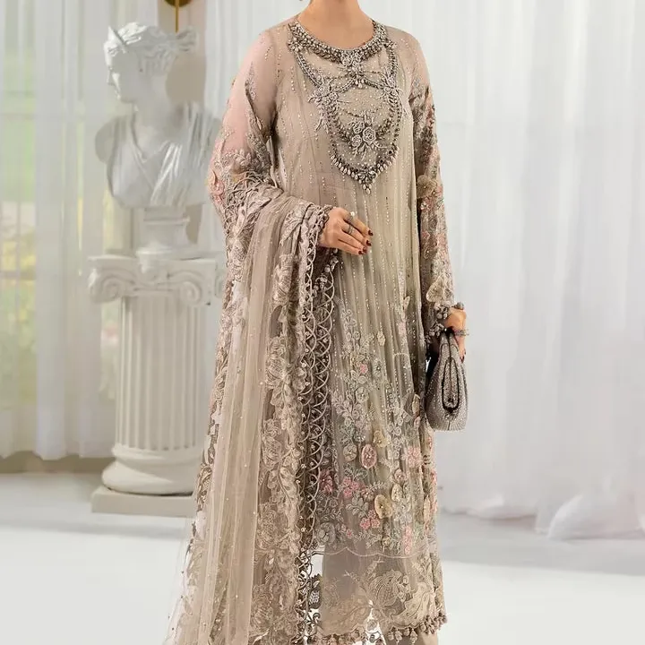 Classic Chiffon Embroidered Anarkali Lehenga Choli Maxi Dress Rich Embellishment Sun Protection Wrinkle Free for Women Indian
