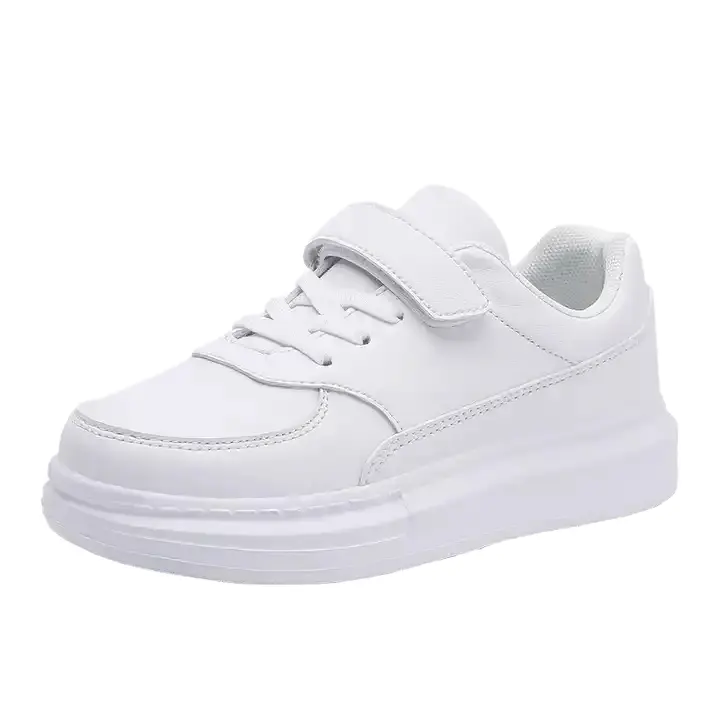 Autumn/Spring Custom Brand Kids Sport Sneakers Boys Girls Casual Board Mesh PU Upper EVA Midsole Cotton Lining Small White Shoes