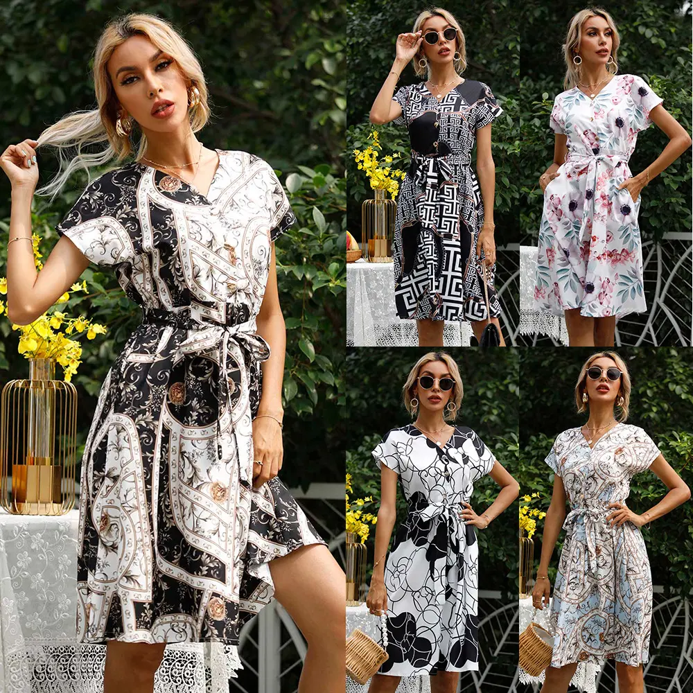 Print Dress Woman Fashion Elegant Office Beach Party Maxi Dresses for Women Robe Femme New Female Vestidos