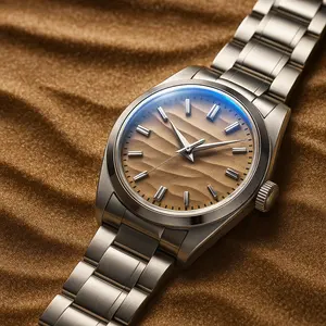 Business Simple Style 3atm Waterproof Stainless Steel Round Case 3d Sand Grain Dial Quartz Watches Custom Mens Watch