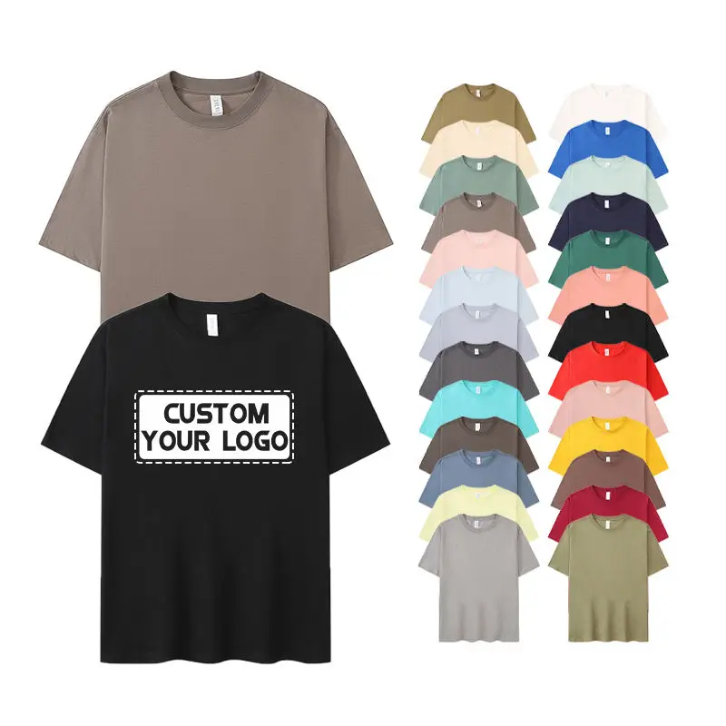 Custom 230-320gsm Tshirt Heavyweight Oversized Tshirt Drop Shoulder 100 Cotton Embroidered Round Neck Men's T-shirt