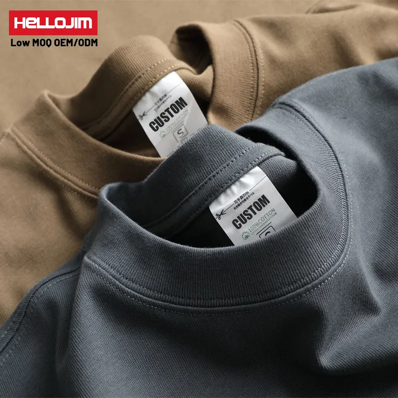 2025 Custom Plain Luxury Tshirt Heavyweight T-shirt Print logo Mock Neck Blank T Shirt Oversized Men's T-shirt for Men