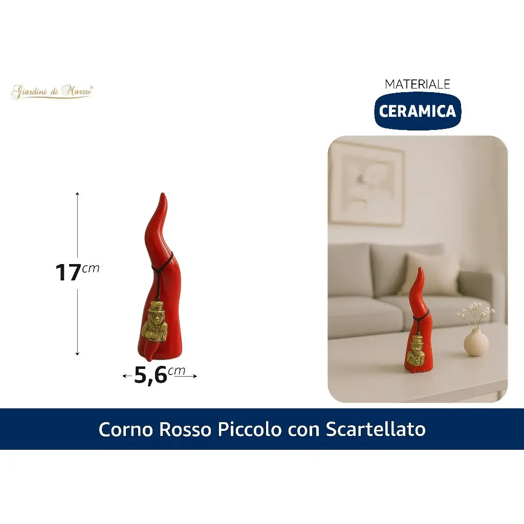 Small Red Horn Home Decor with Scartellato Feature
