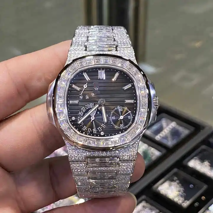 New Custom Iced Diamond Watch 18K Gold Luxury Designer Brand Automatic Mechanical Moissanite Watch