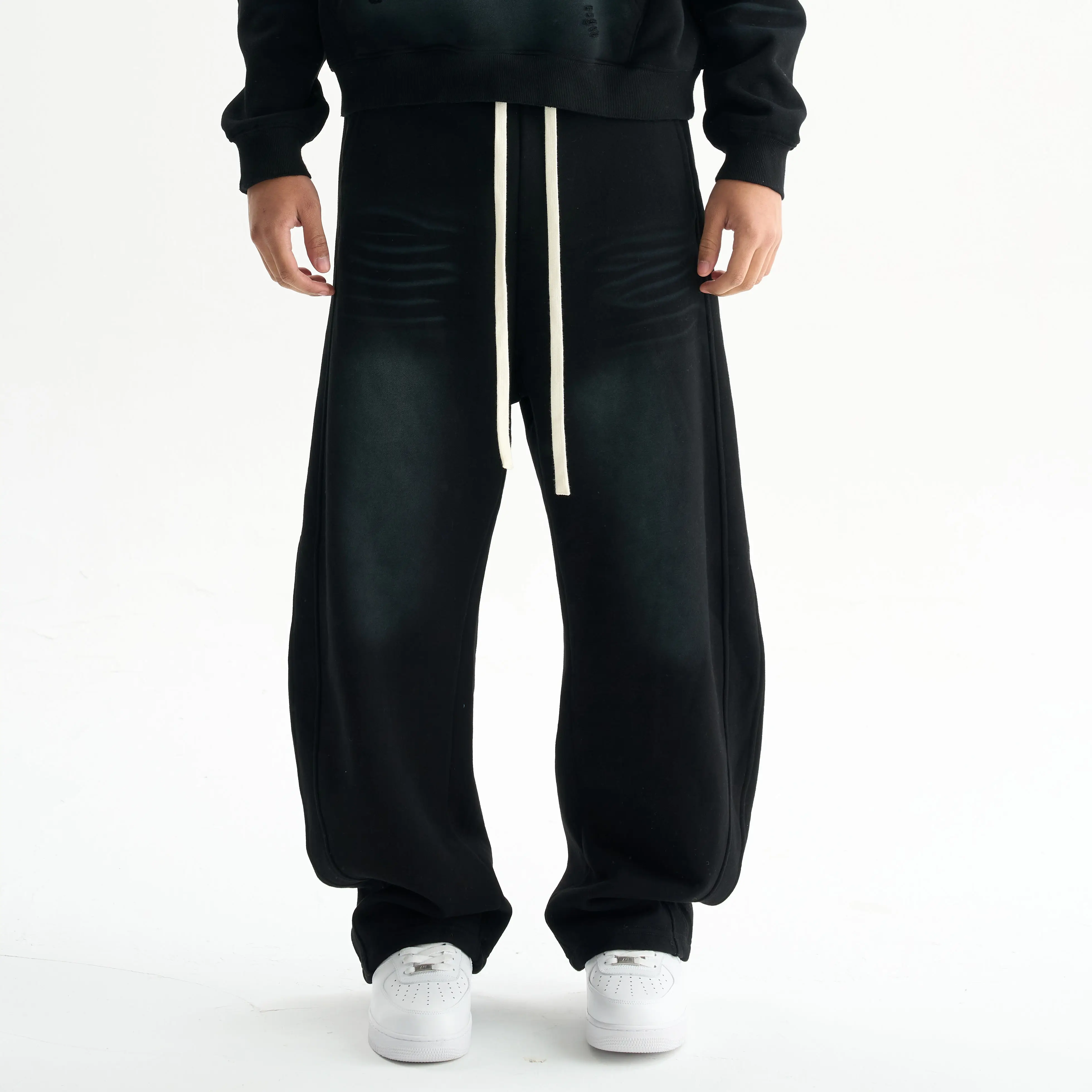 Oversized Designer Luxury Mens French Terry Twisted Leg Cargo Jeans Sweat Pants for Men Custom logo Washed Sweatpants Trousers