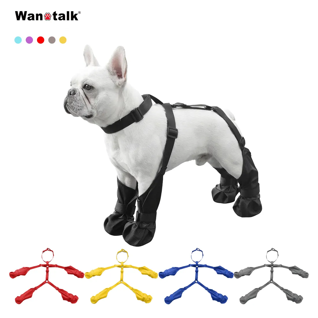 New Hot Selling Luxury Solid Polyester Waterproof Dog Shoes Non-slip Adjustable Dog Boots for Spring/Summer Outdoor Walking