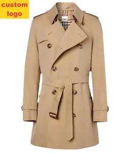 Custom High Quality Men's Trench Coat With Belt Waterproof and Windproof Elegant Long Sleeve Winter Jacket for Fashionable Men